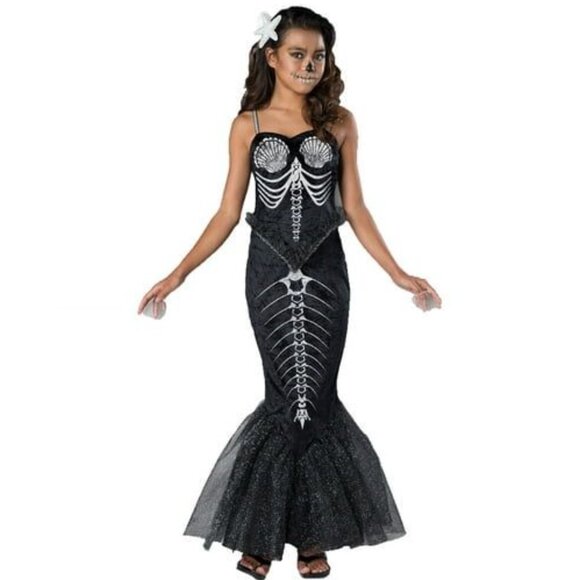 InCharacter Costumes Tween Girl Skeleton Mermaid Halloween Costume Dress Up - Picture 1 of 11